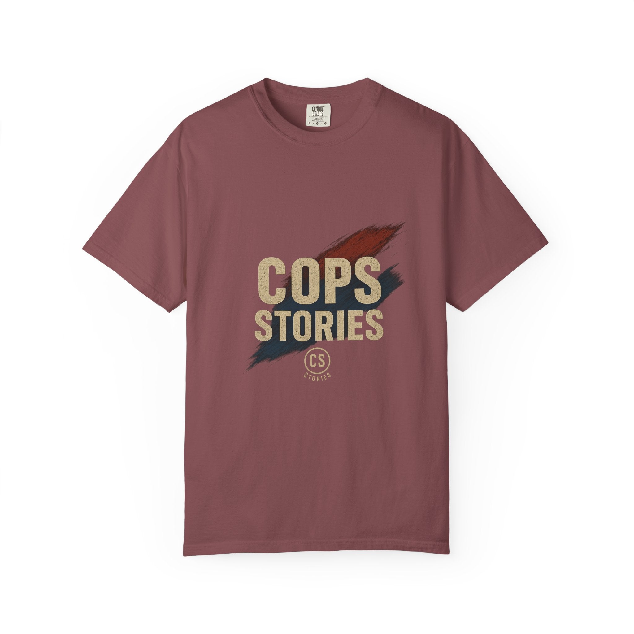 Cops Stories T-shirt | Unisex plaggfärgad T-shirt för polisentusiaster, perfekt för vardagsbruk, presenter, polisuppskattning