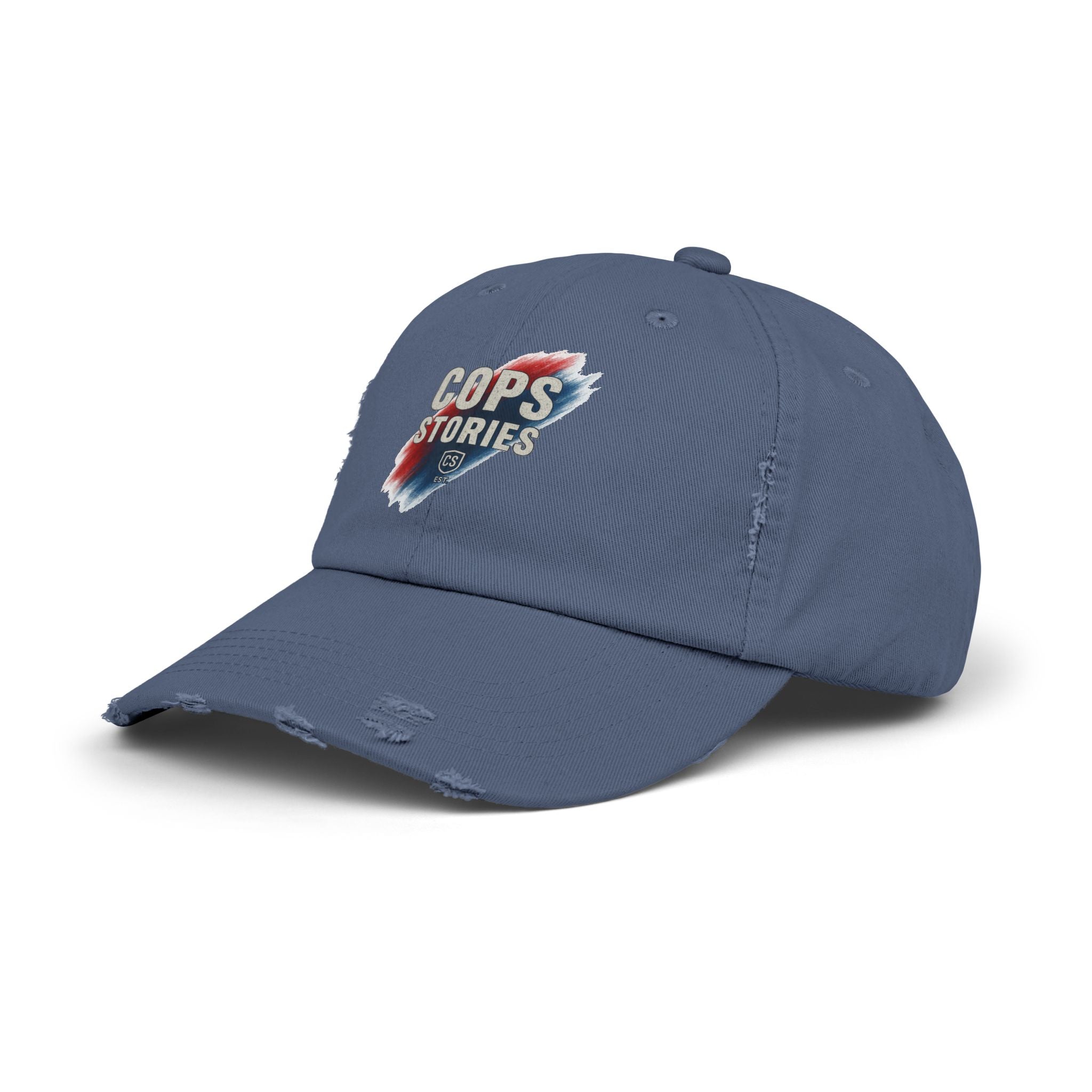 Cops Stories Unisex-keps med sliten passform | Avslappnad stil, present till polisen, vardagskläder, unik accessoar, cool hatt