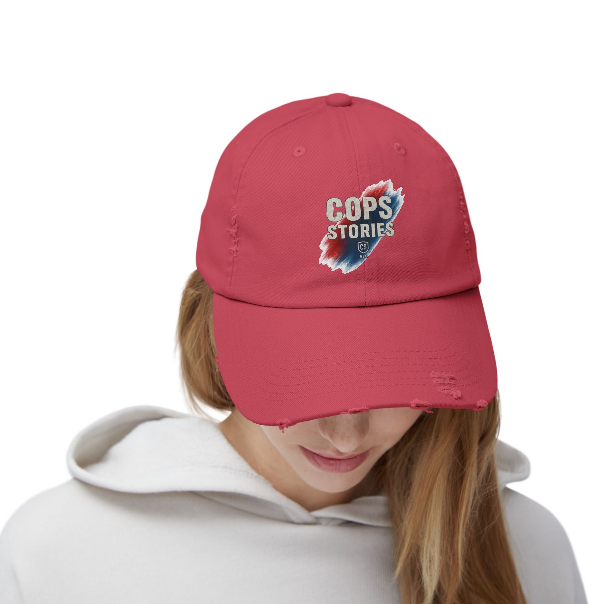 Cops Stories Unisex-keps med sliten passform | Avslappnad stil, present till polisen, vardagskläder, unik accessoar, cool hatt