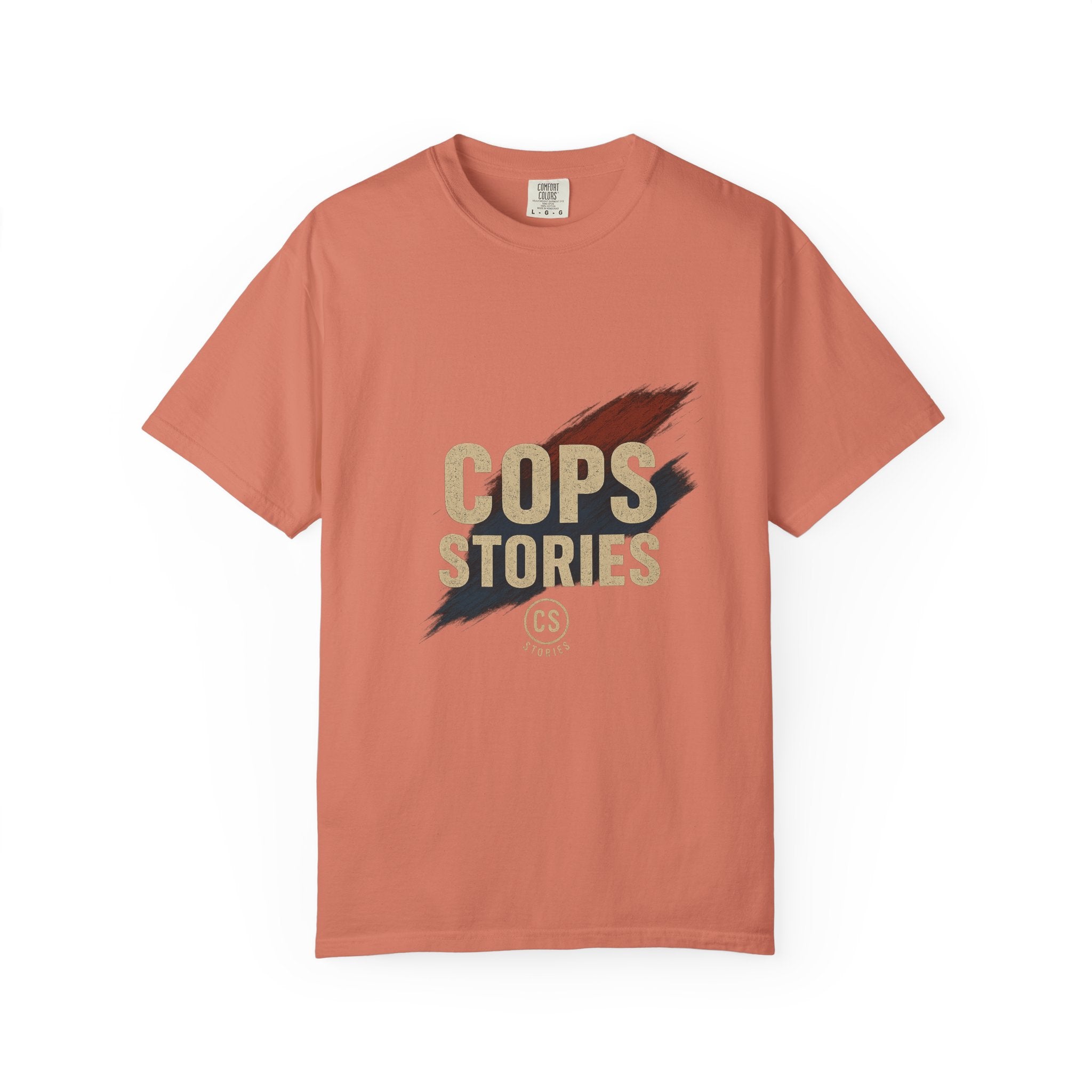 Cops Stories T-shirt | Unisex plaggfärgad T-shirt för polisentusiaster, perfekt för vardagsbruk, presenter, polisuppskattning