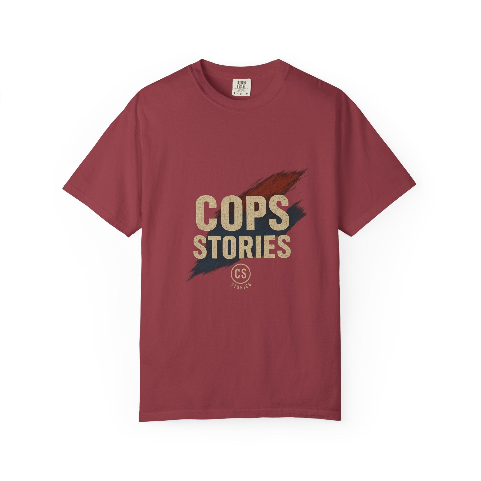 Cops Stories T-shirt | Unisex plaggfärgad T-shirt för polisentusiaster, perfekt för vardagsbruk, presenter, polisuppskattning