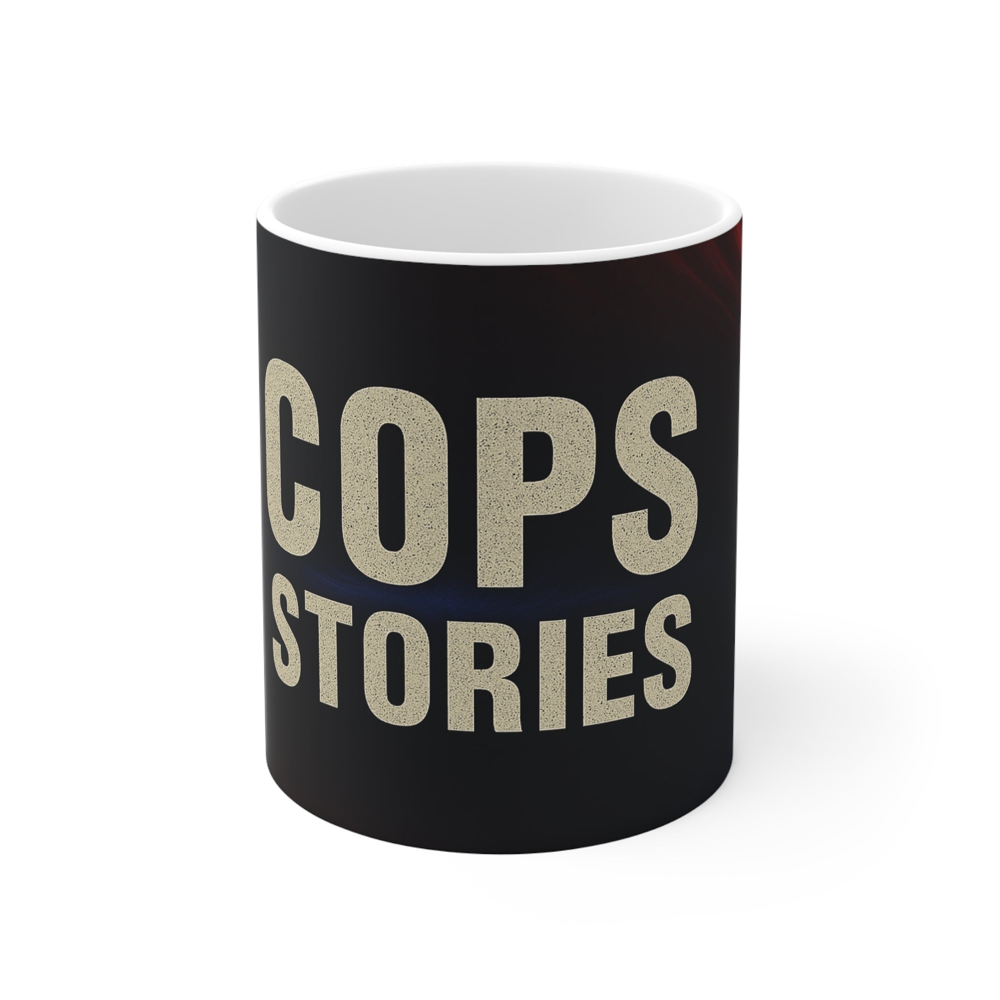 Cops Stories-mugg, kaffekopp till polis, present till polis, humormugg, kontorsdryck, rolig polispresent