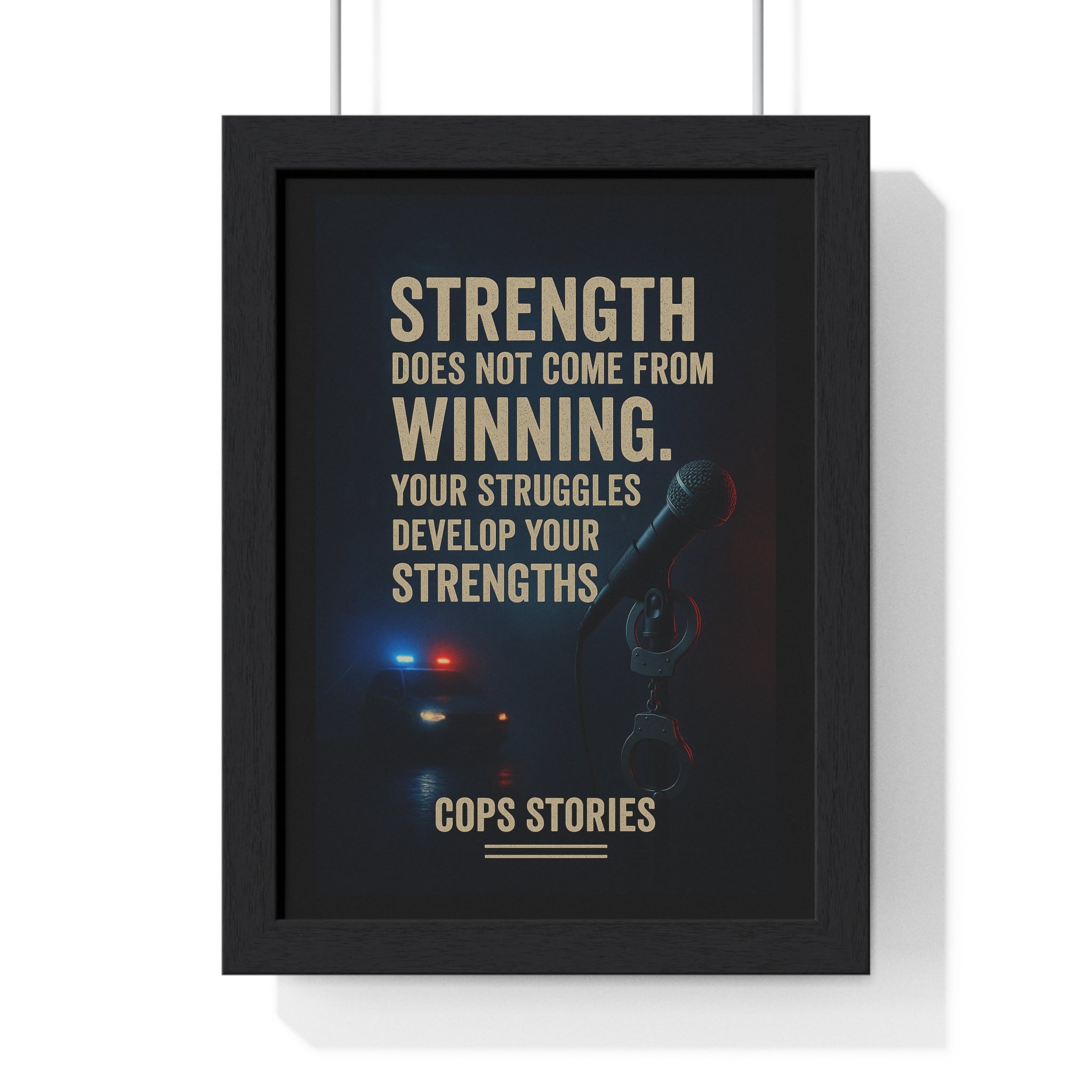 Inspirerande inramad polisposter, motiverande väggkonst, styrkecitatdekor, present till brottsbekämpning, polishistorier för heminredning