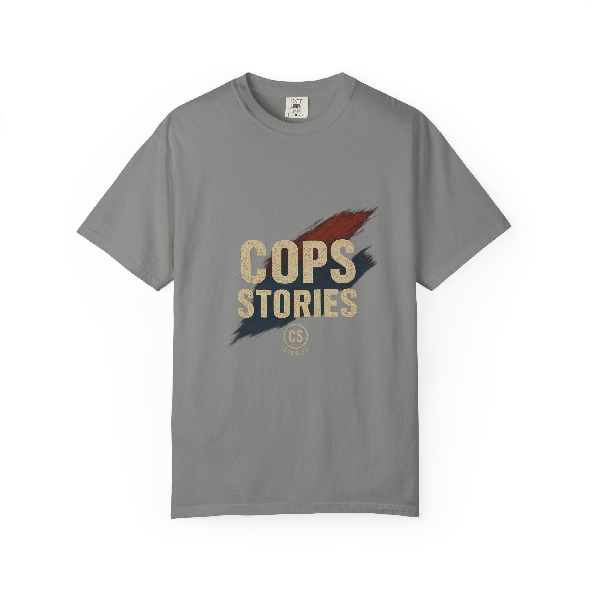 Cops Stories T-shirt | Unisex plaggfärgad T-shirt för polisentusiaster, perfekt för vardagsbruk, presenter, polisuppskattning