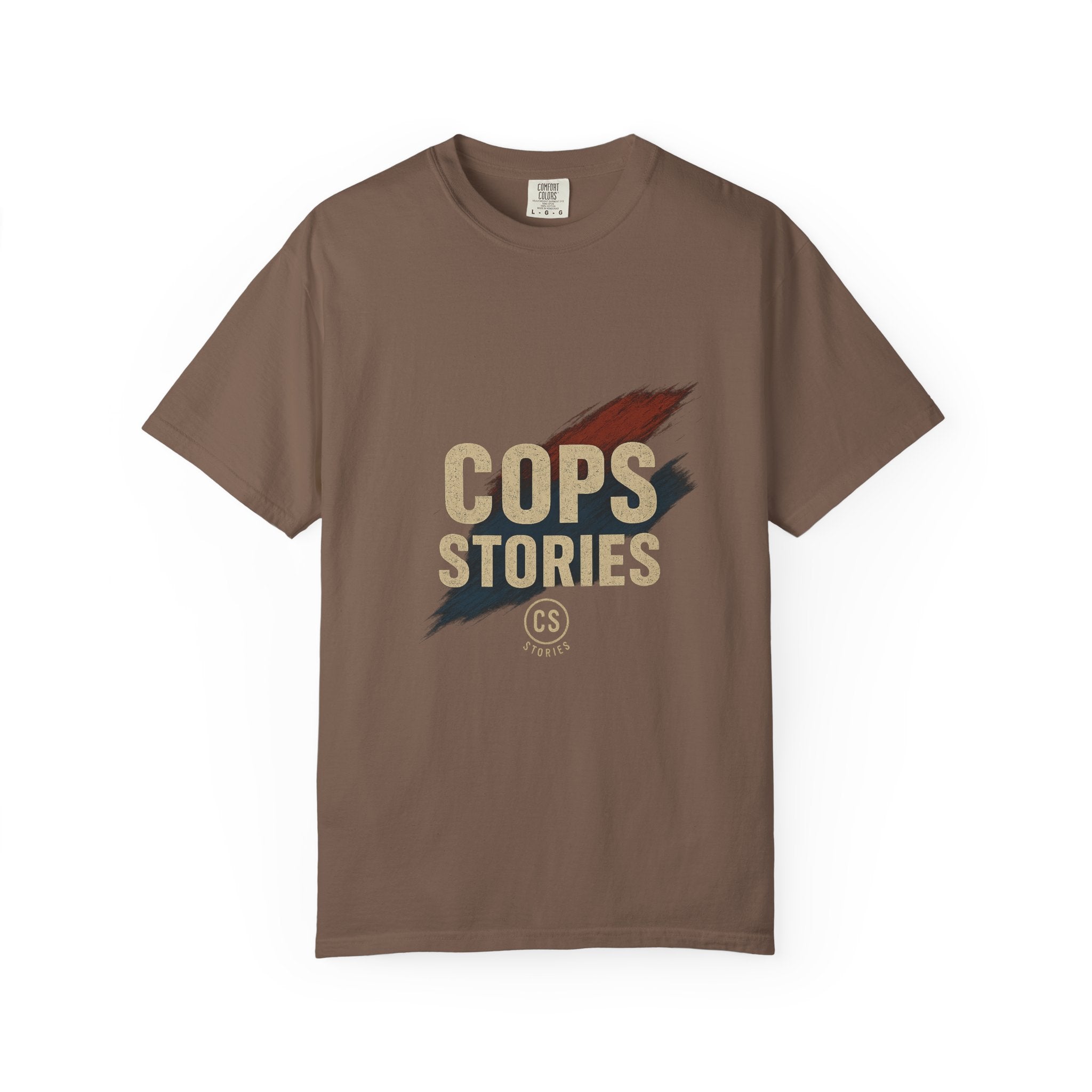 Cops Stories T-shirt | Unisex plaggfärgad T-shirt för polisentusiaster, perfekt för vardagsbruk, presenter, polisuppskattning