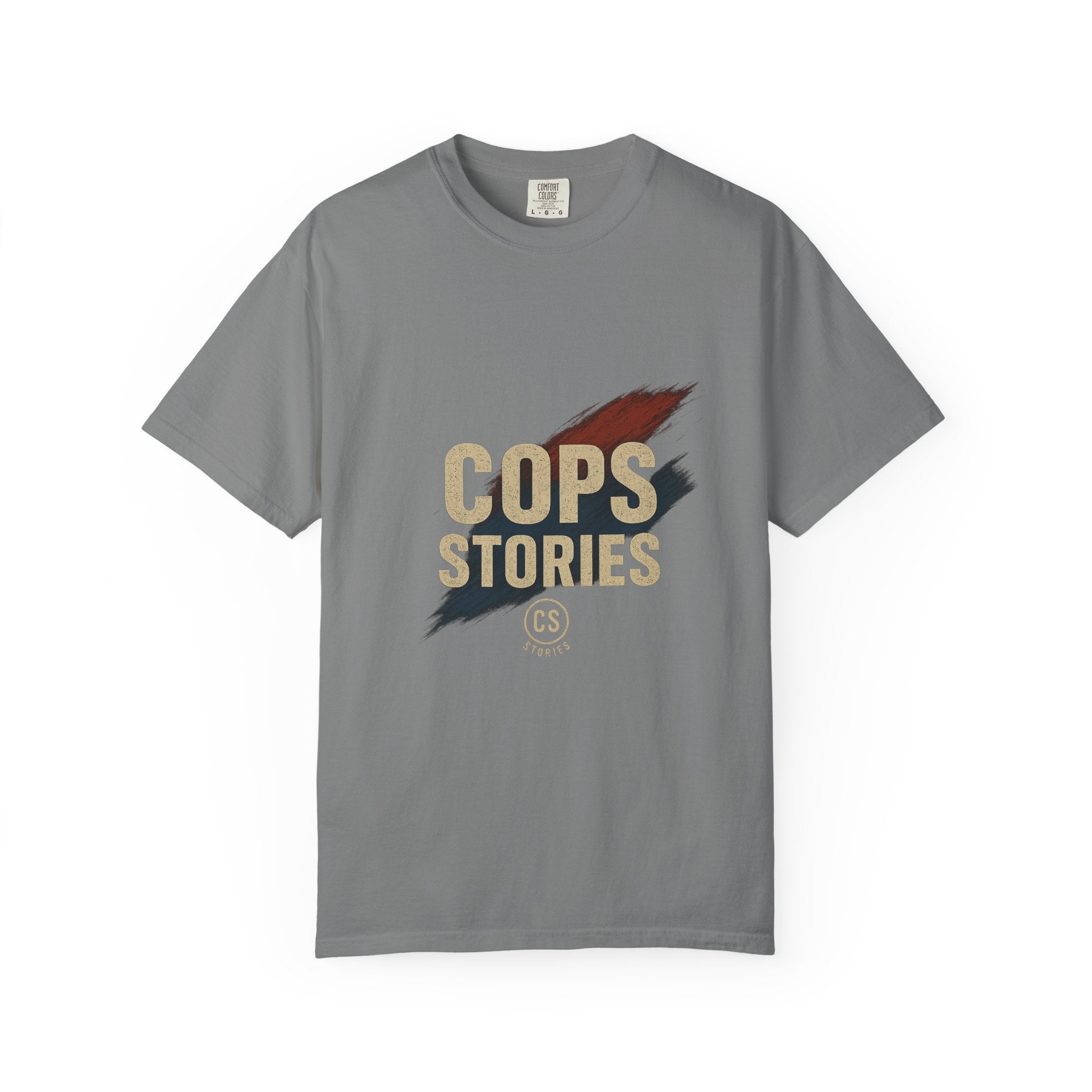 Cops Stories T-shirt | Unisex plaggfärgad T-shirt för polisentusiaster, perfekt för vardagsbruk, presenter, polisuppskattning