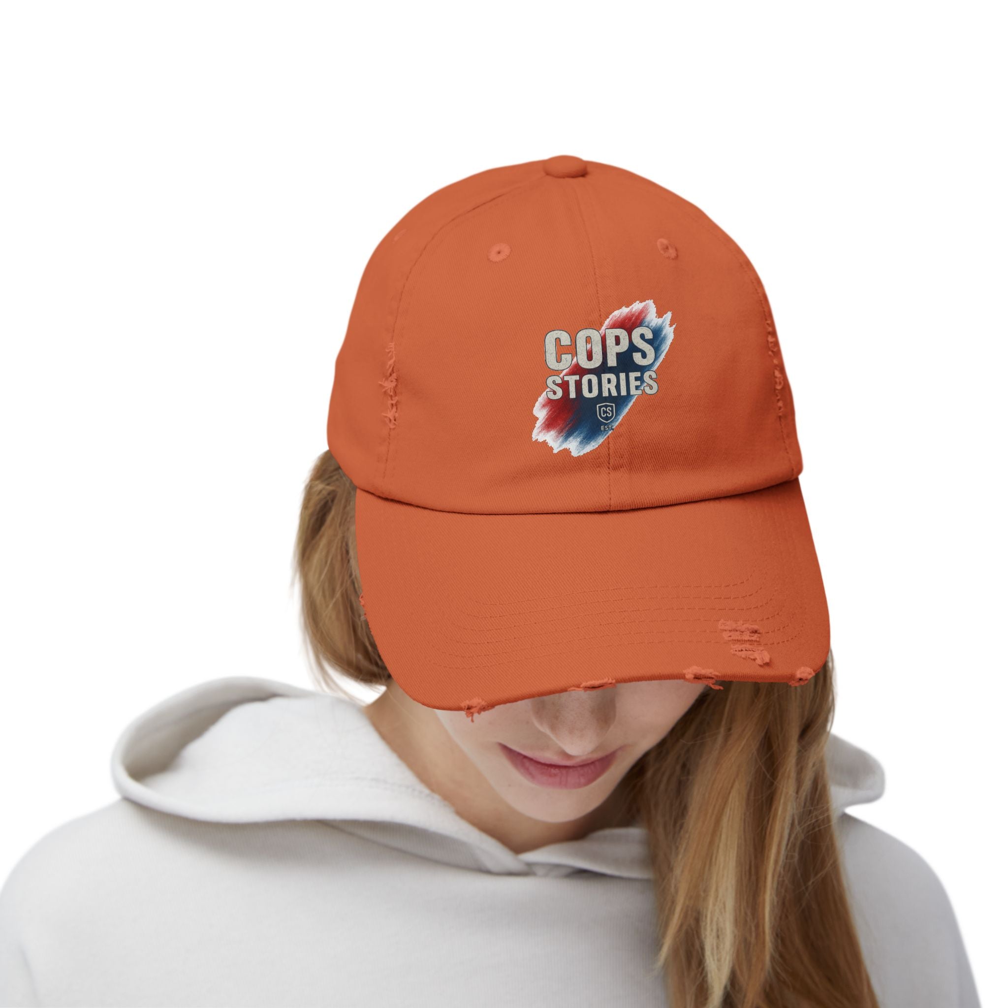 Cops Stories Unisex-keps med sliten passform | Avslappnad stil, present till polisen, vardagskläder, unik accessoar, cool hatt