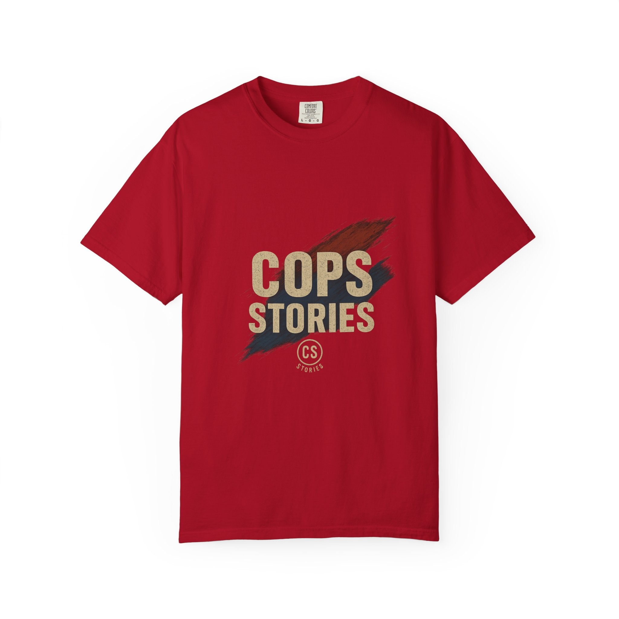 Cops Stories T-shirt | Unisex plaggfärgad T-shirt för polisentusiaster, perfekt för vardagsbruk, presenter, polisuppskattning