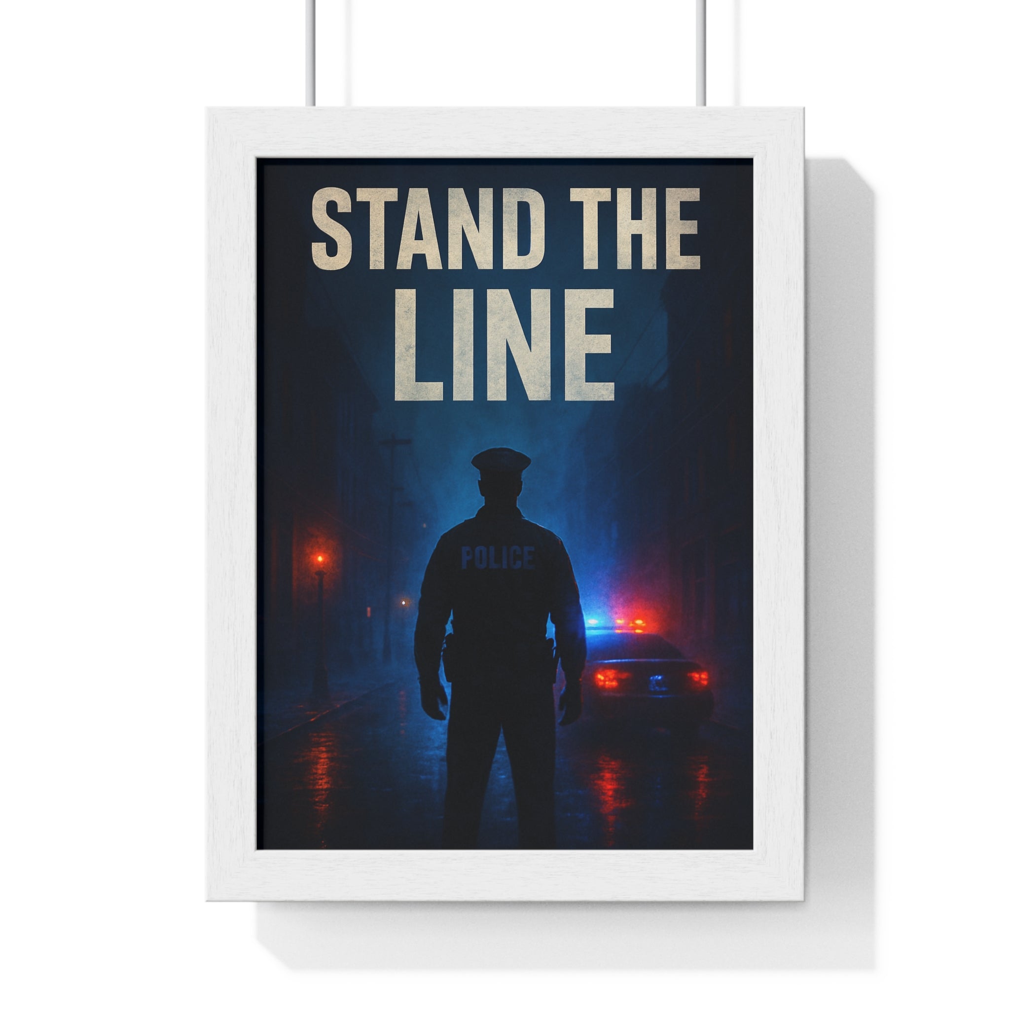 Inramad poster med modig polis - Stå på linjekonsten för heminredning 