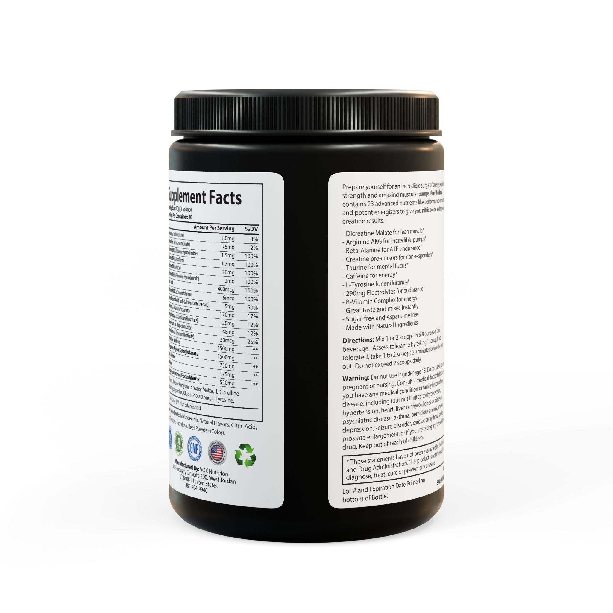 Kosttillskott före träning, vattenmelon (300 g, 10,58 oz)