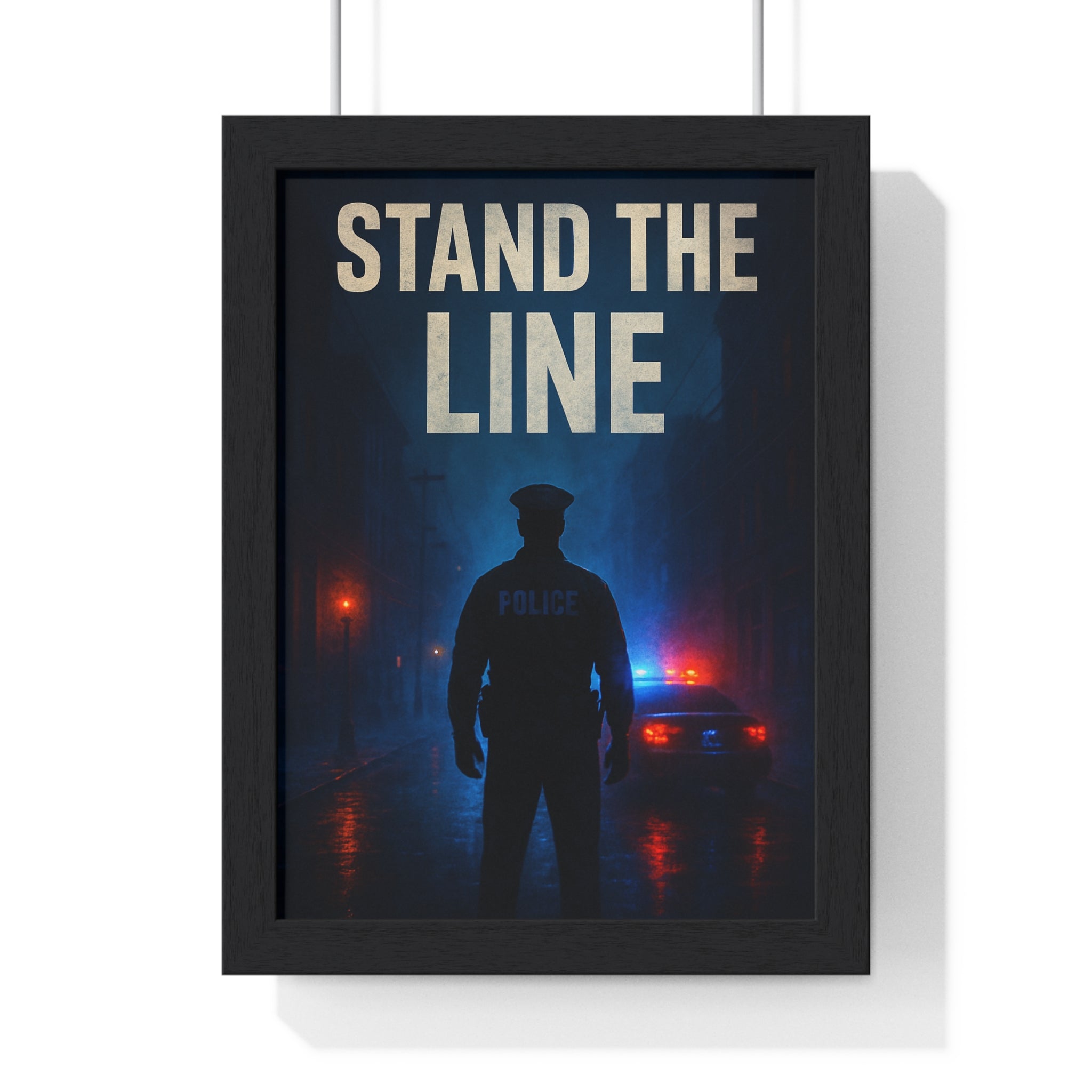 Inramad poster med modig polis - Stå på linjekonsten för heminredning 