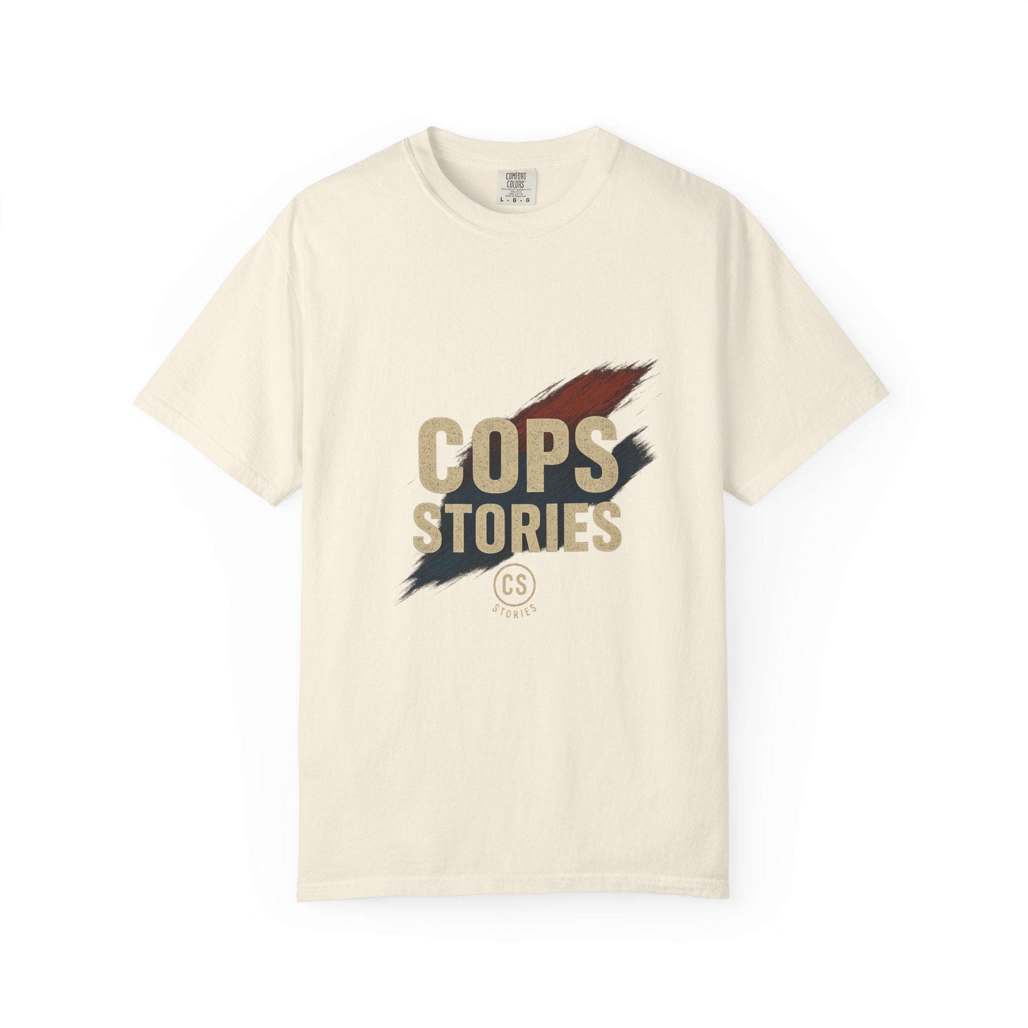 Cops Stories T-shirt | Unisex plaggfärgad T-shirt för polisentusiaster, perfekt för vardagsbruk, presenter, polisuppskattning