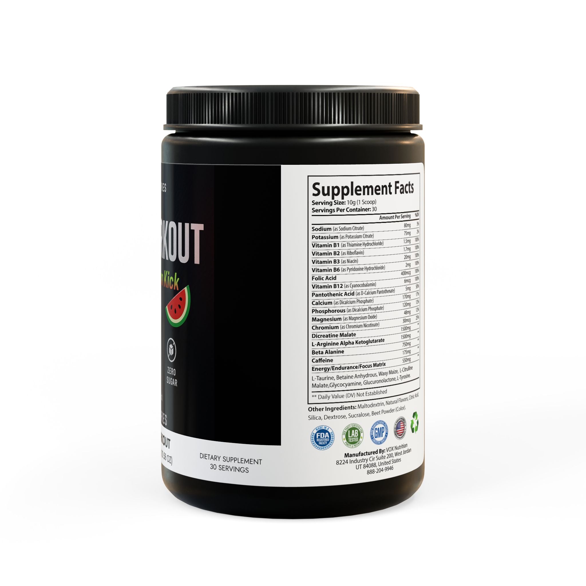 Kosttillskott före träning, vattenmelon (300 g, 10,58 oz)